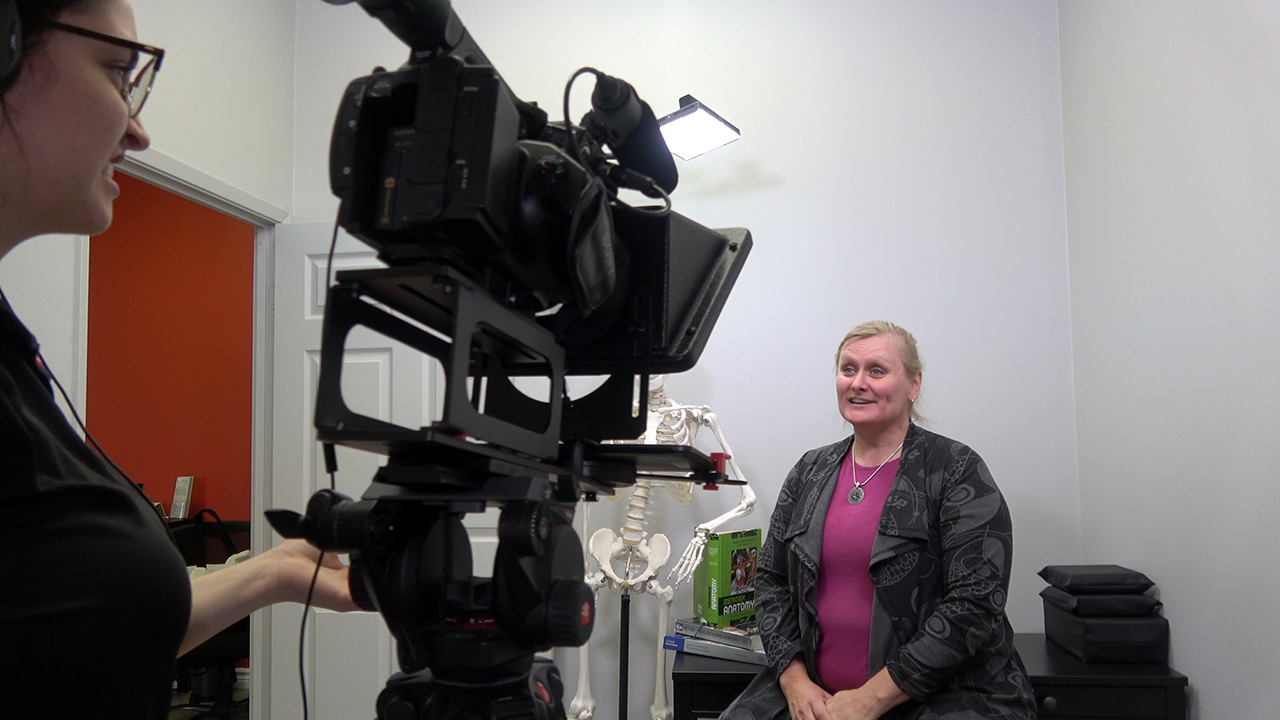 Our teleprompter helps clients focus in the studio and on location.